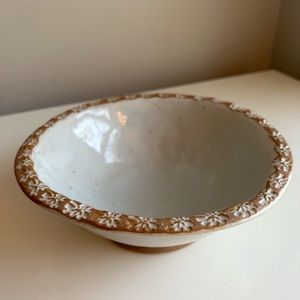 NEW Handmade Pottery Bowl with Stamped Snowflake Design on Stoneware